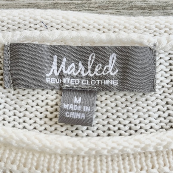 Marled Cream Crew Neck Sweater with Americana Love Graphic (size M) - Picture 6 of 15